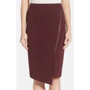 Halogen Burgundy Pencil Skirt with Zipper Detail